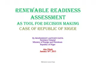 Utilizing Renewable Readiness Assessment for Decision Making: Case Study of Niger