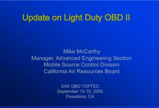 Update on California Air Resources Board's OBD II Regulation