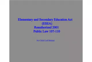 Understanding the Elementary and Secondary Education Act (ESEA) Reauthorization of 2001 and Its Impact
