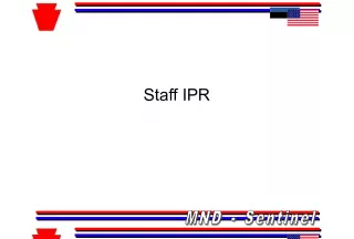Tactical Calendar and Staff IPR Agenda