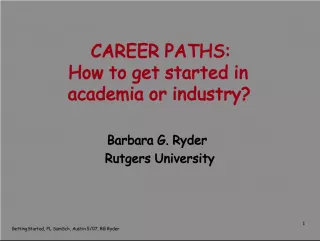 Career Paths in Academia and Industry