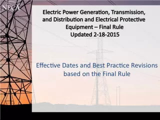 Update on Electric Power Generation, Transmission, and Distribution Final Rule