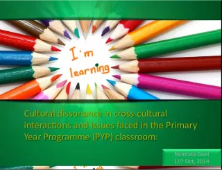 Cultural Dissonance in Cross-Cultural Interactions: Issues in the PYP Classroom