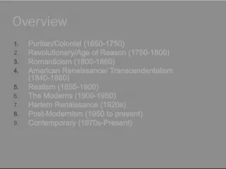 Puritan Colonial Period Overview: Literature and Historical Context