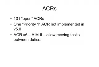 ACRs for Database Functionality in AIM Software