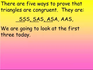 Proving Triangles Congruent Using SSS, SAS, and ASA