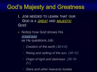 The Greatness and Majesty of God in Job