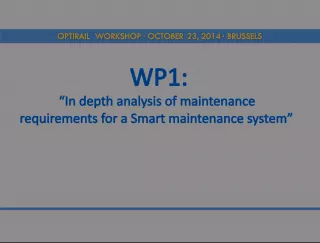OptiRail Workshop: Smart Maintenance System Analysis and Tools