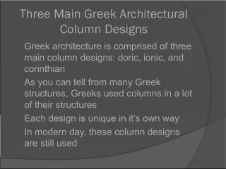 Three Main Greek Architectural Column Designs: Doric, Ionic, and Corinthian